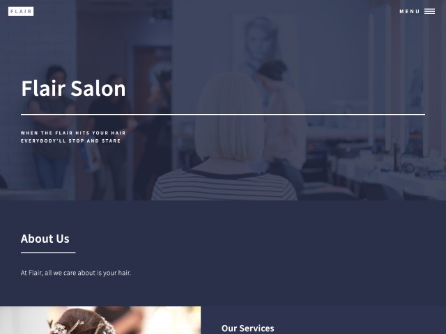 flair salon landing page