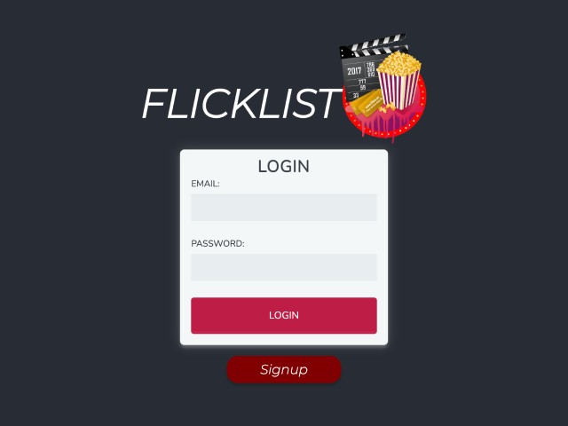 flick list web application login screen