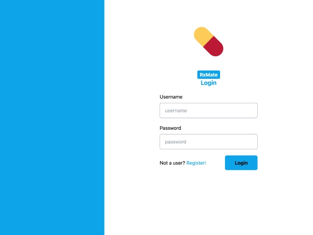 rx mate web application login screen