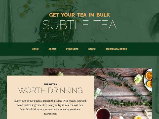 subtle tea landing page